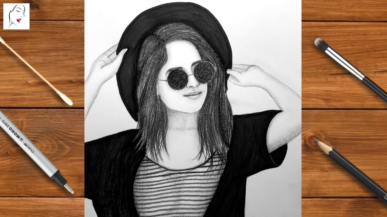 How to draw a beautiful Girl with Cap for beginners | Jannat Zubair Rahmani | Pencil Sketch Drawing