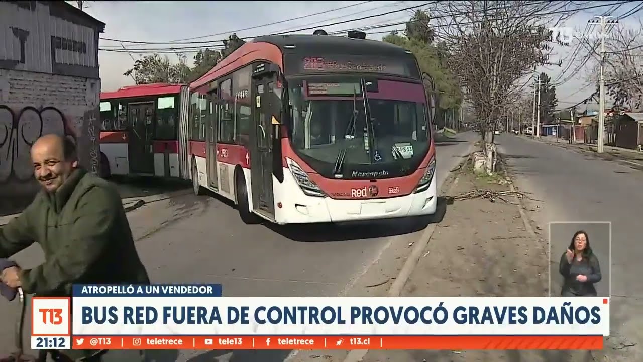Bus Red fuera de control provocó graves daños en San Bernardo