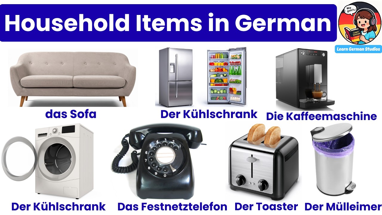 #23 Household items in German & English Vocabulary Sentences for Beginners #a1germanlanguage
