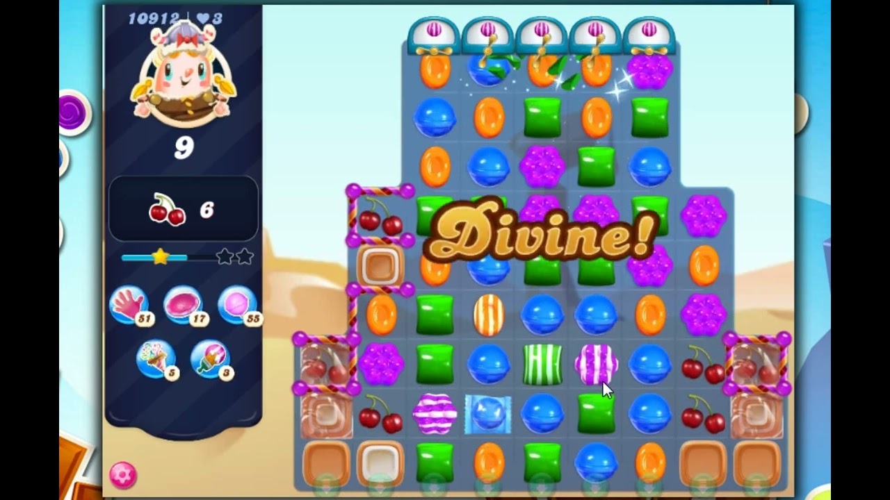 Candy Crush Saga Level 10912 - 3 Stars, 24 Moves Completed, No Boosters
