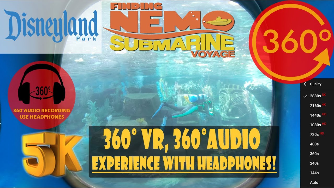Finding Nemo Submarine Voyage, Immersive 360 VR POV ASMR - Disneyland [5K 360° | 360° Audio]