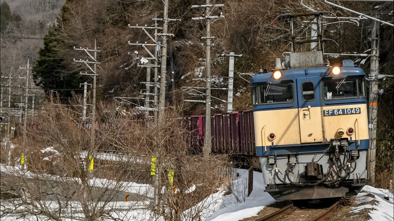 2月5日 愛A94 3084レ EF64 1049(愛)+コキが通過するシーン