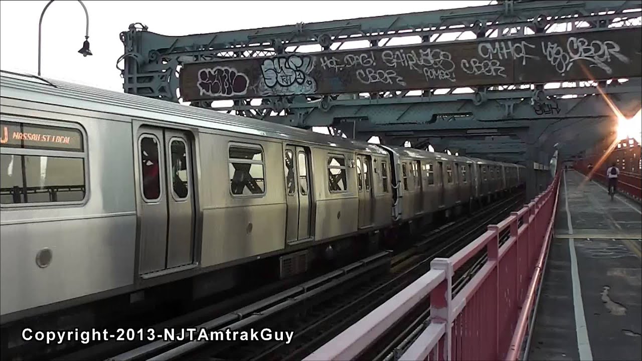 Two NYC R160 (J) Subway trains on the Williamsburg Bridge (First NYC Subway video with new camera)
