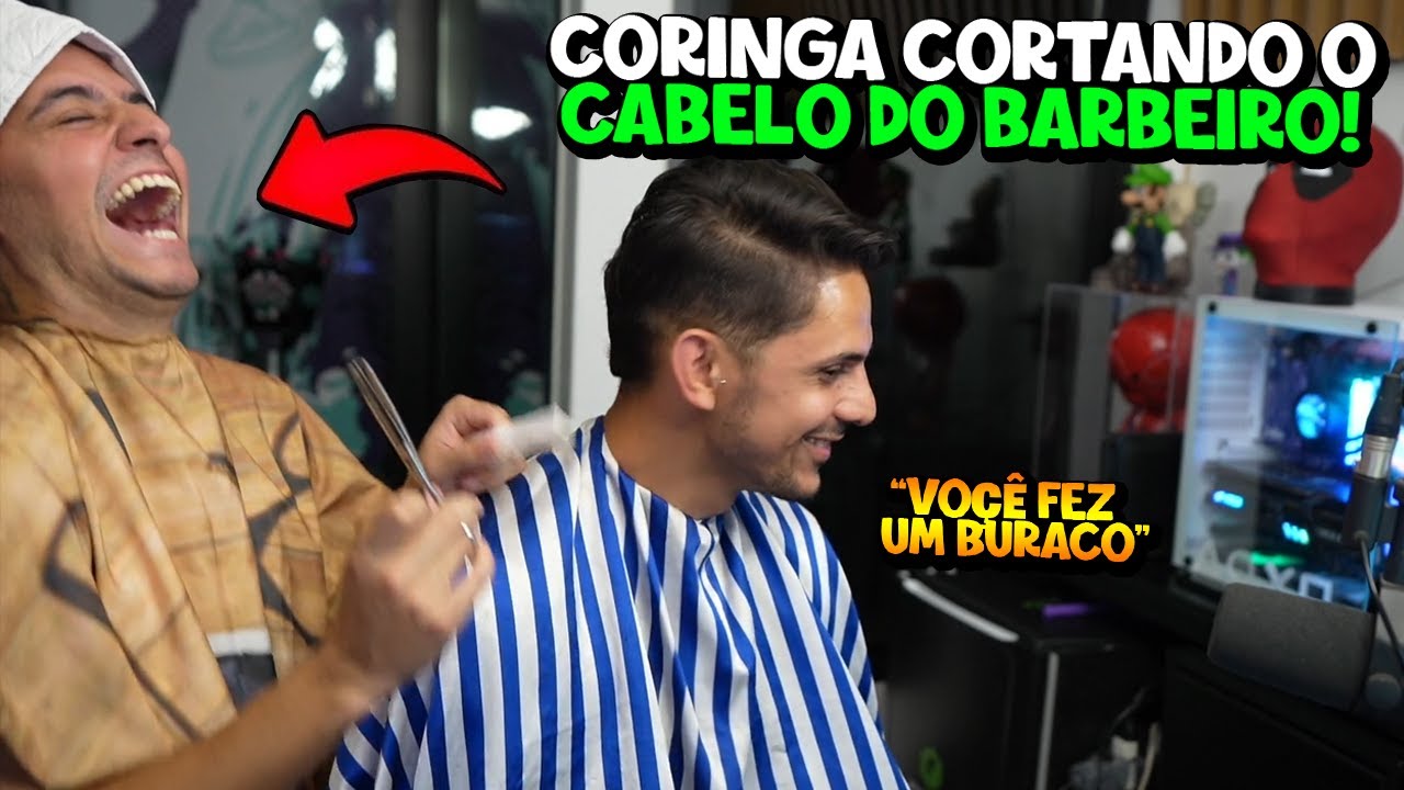 CORINGA C0RT4NDO O CABELO DO BARBEIRO AO VIVO!