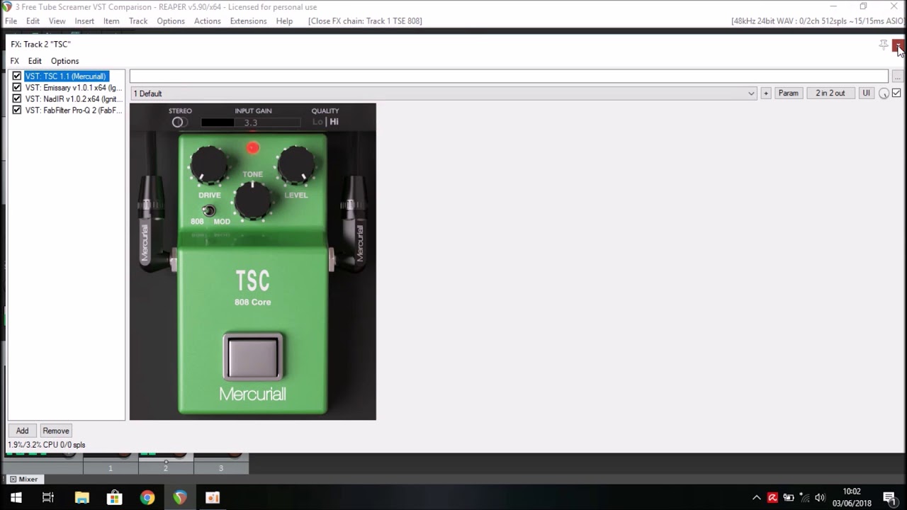 3 Free Tubescreamer VST Comparison