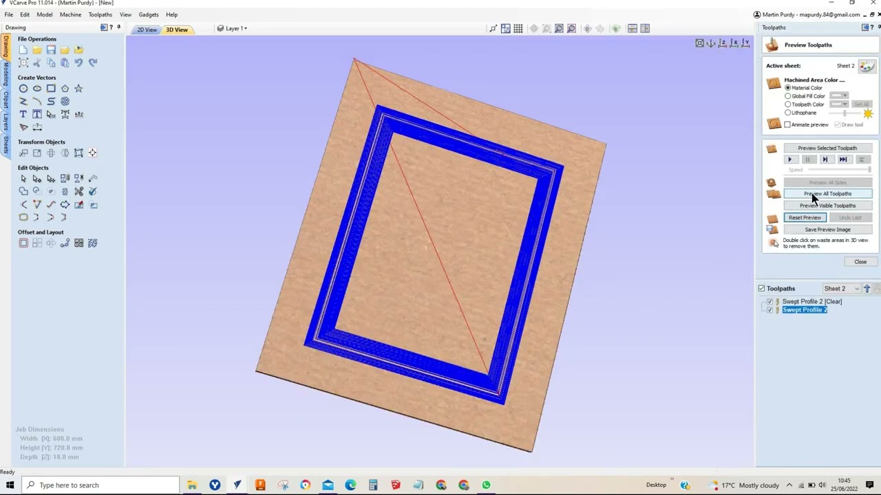 Creating moulded raised panel doors with Vcarve Pro to be cut with CNC
