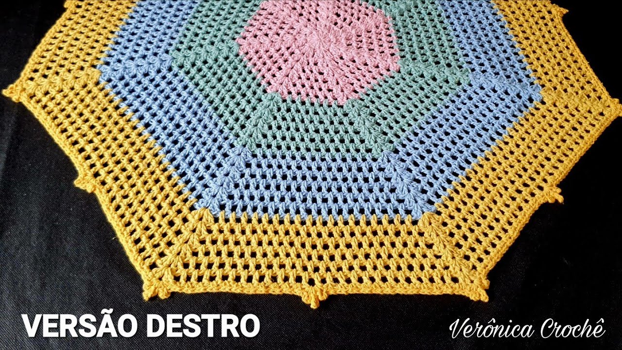 💕Centro de mesa em croche barbante fio 4/Toalha de mesa/Passo a passo/Para iniciantes(Versão destro)