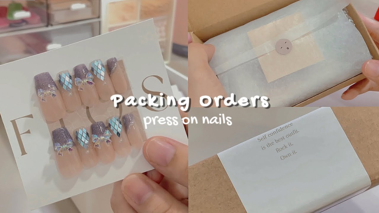 Packing Orders With Me // Press On Nails💅🏻 // With music