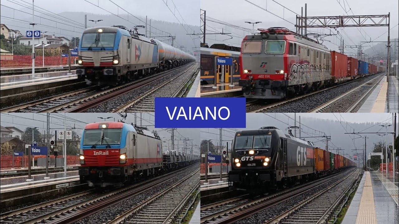 Tanti Merci sotto la pioggia invernale alla stazione di VAIANO❄️☃️🌨️