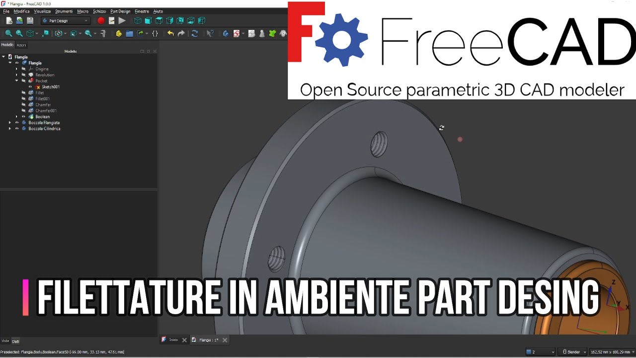#freecad   #tutorial  Filetti, Add-on, workbench  cttenere filetature in Part desing Freecad 1.0 Ita