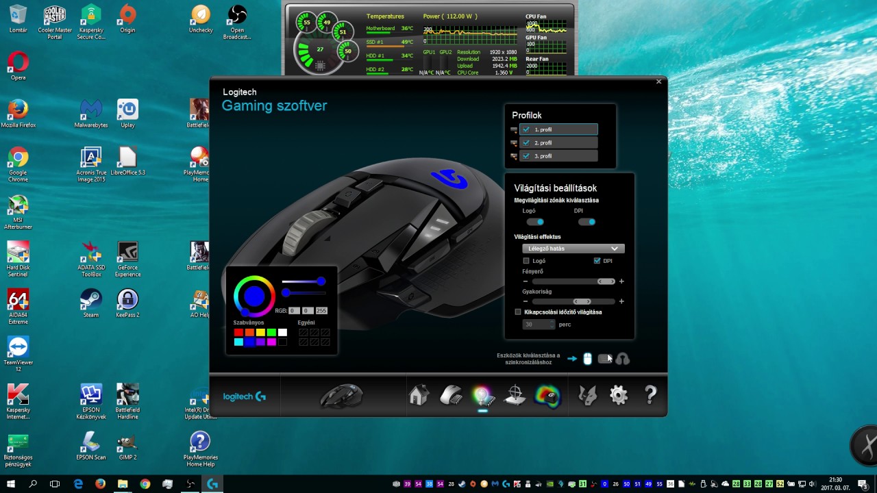 Logitech G502 Proteus Spectrum  - Logitech Gaming Software konfigur&aacute;l&aacute;s