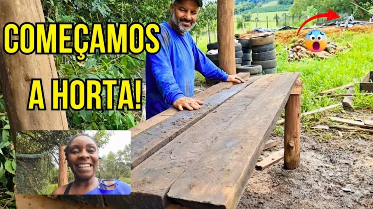 NOSSA LIDA RENDEU no sítio! 🎁 Presente surpresa, horta pronta e um susto no radier...