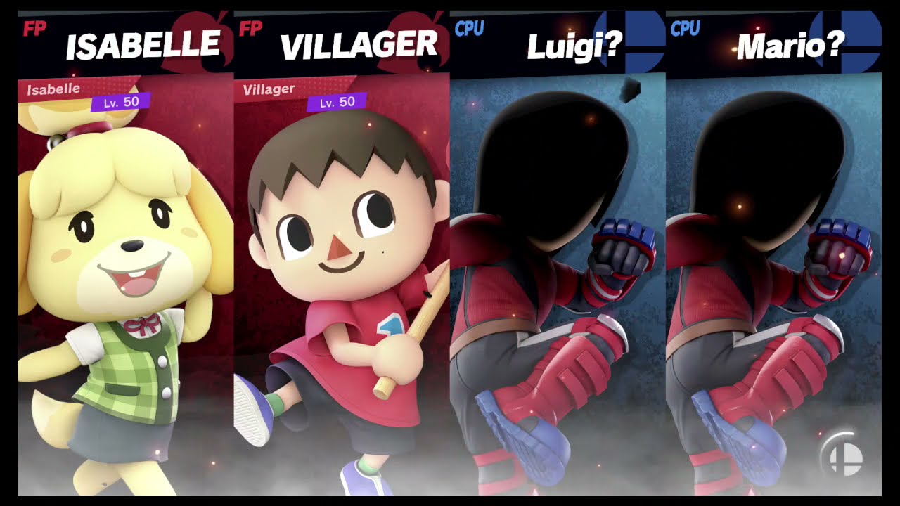 Super Smash Bros Ultimate Amiibo Fights  – Request #19076 Isabelle & Villager vs Mario? & Luigi?