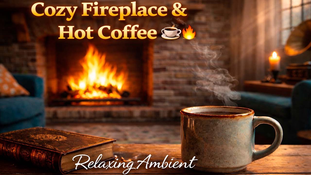 Cozy Fireplace & Hot Coffee ☕🔥Deep Focus, Study, Relaxing Ambient (No Ads) Relaxation Ambient Screen
