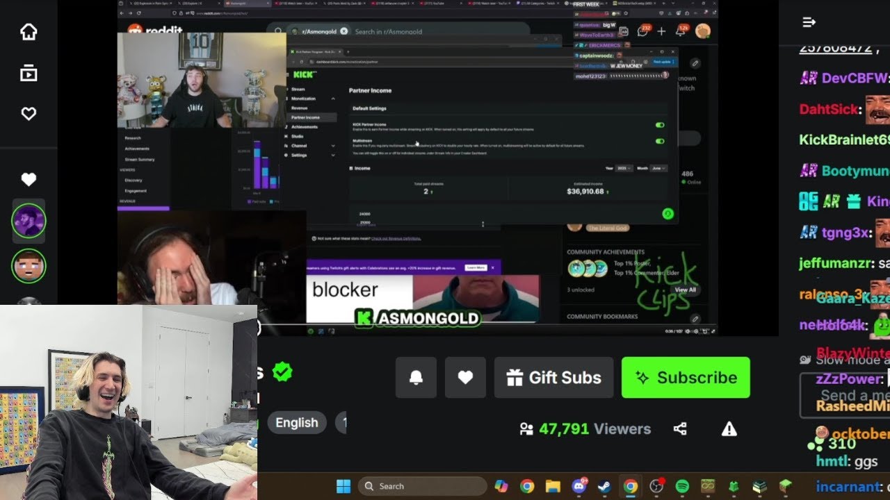 xQc умирает, смеясь над тем, как Адин Росс приветствует Асмонголда в качестве ударника