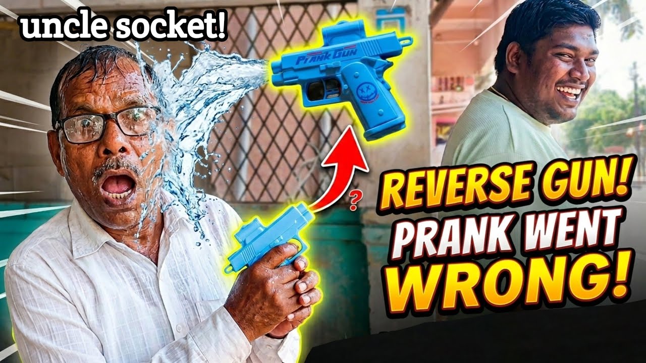 Prank water gun! Reverse gun prank went wrong! Uncle socket!