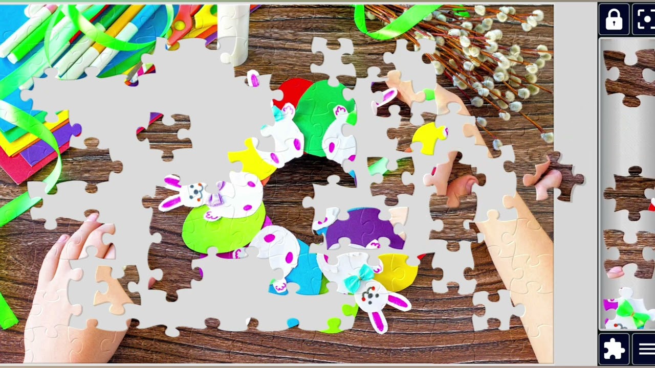 Children's Eadter gift wresth with Colorful eggs & Easter bunnies🪺🐰🐰🌈//jigsaw puzzles Craft🧩🧩//