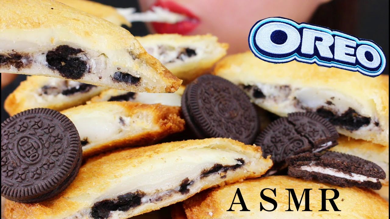 【咀嚼音/ASMR】あんこクリームチーズ餅揚げパンのあんこをオレオにするの巻Oreo cream cheese mochi fried breadプチ大食い/EatingSounds/ Mukbang