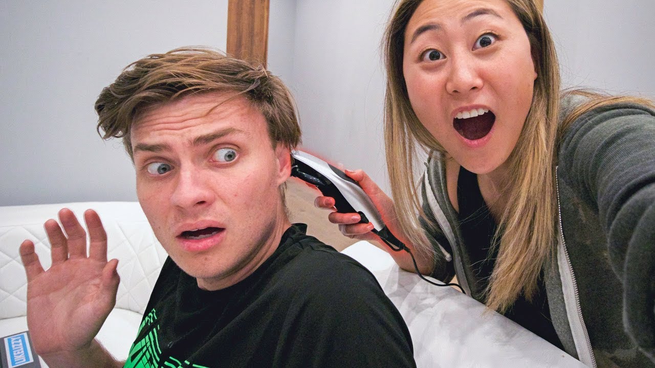 SHAVING MY BOYFRIENDS HAIR OFF!! (GONE WRONG)