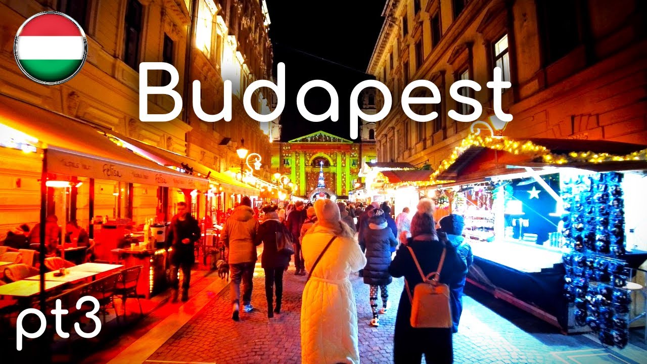 🇭🇺 Hungary, Budapest - Night Walk - Christmas Time - Christmas Walking Tour - ASMR