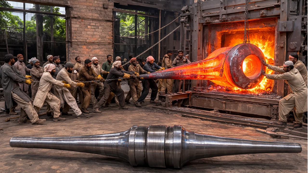 Turning Scrap Iron into Massive Shafts | Incredible Hand Forging Process @pkmechanics 
