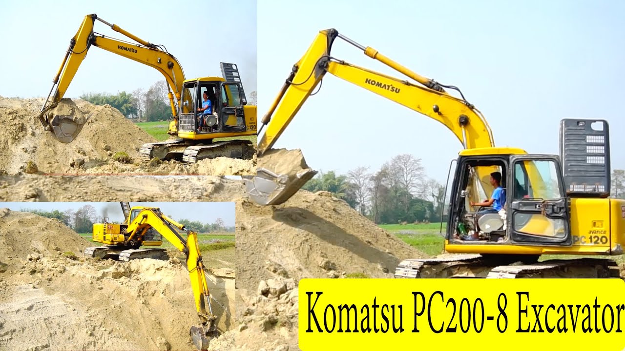 Komatsu PC200-8 Excavator Working for new bridge - komatus video