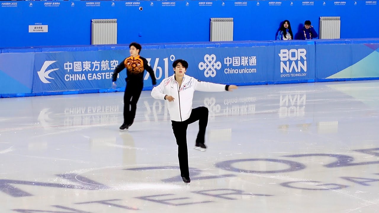 (직캠) 2025 하얼빈 동계아시안게임 차준환 쇼트 6분웜업 Cha Junhwan SP 6min warm-up Harbin Asian Winter Games