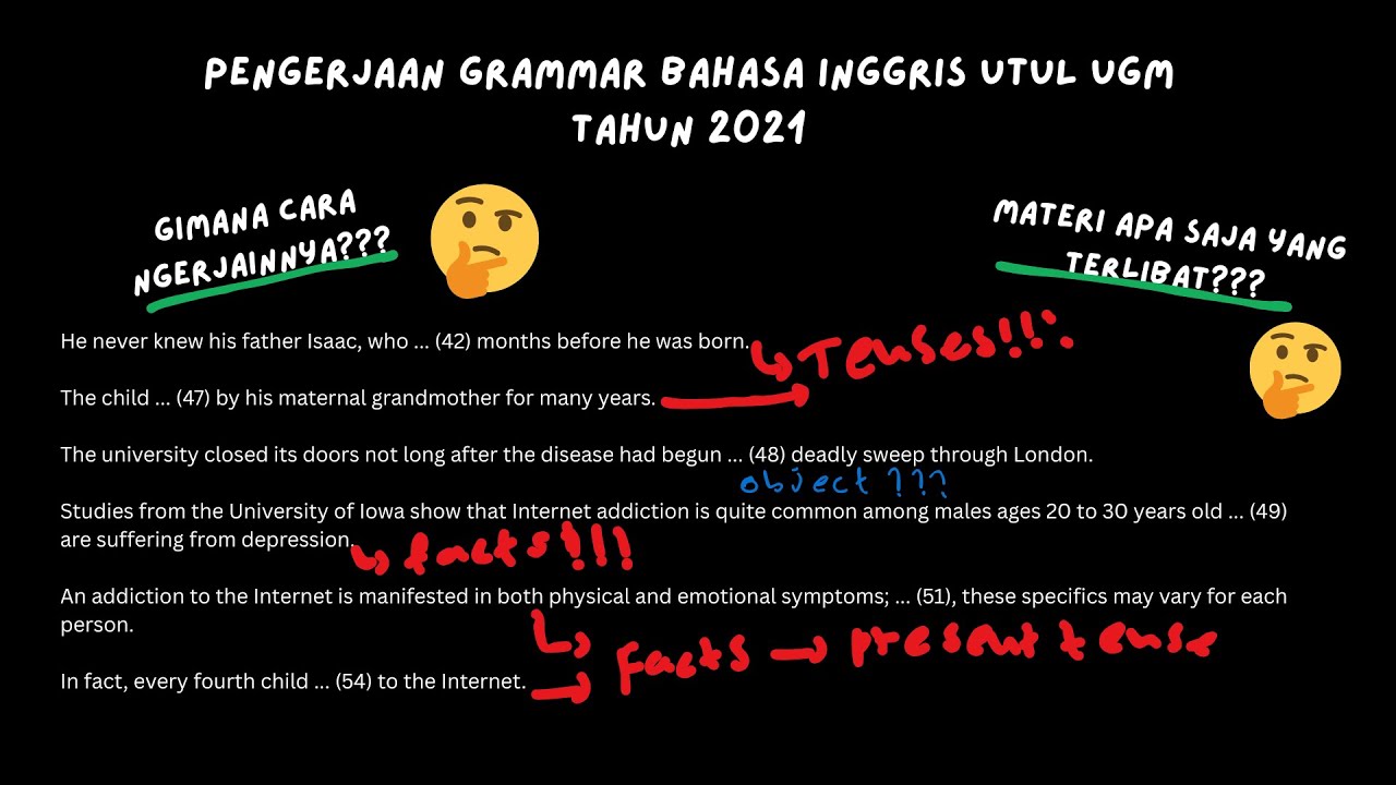 Pembahasan UTUL UGM Grammar Bahasa Inggris Tahun 2021