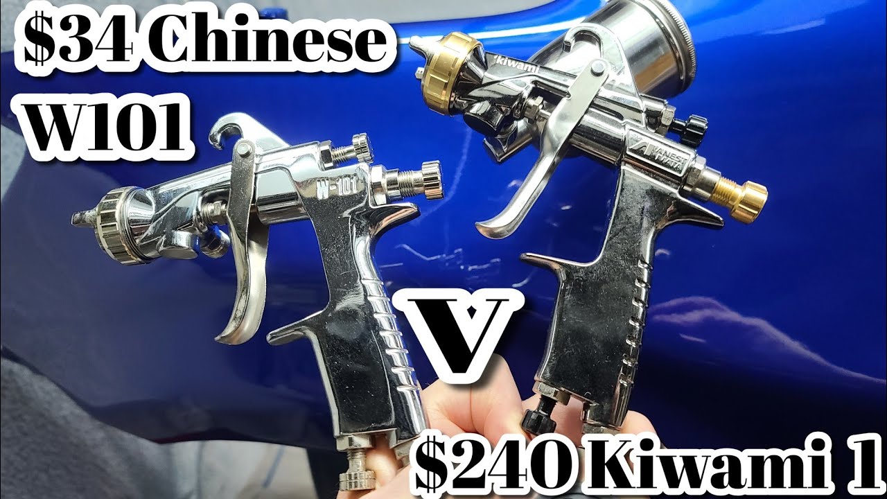 Chinese W101 H4 1.3 v Iwata Kiwami1 B4 1.3 , LVLP Side Cup Midi Mini Spray Guns 