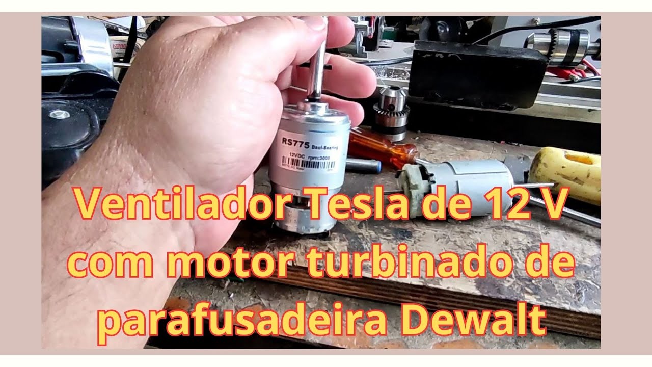 Ventilador  12V Tesla com motor de parafusadeira - EP230