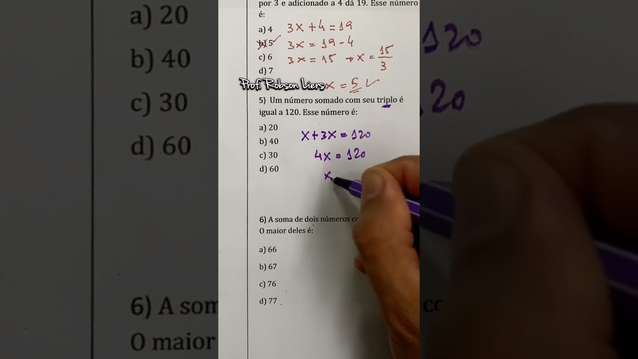 Problema de Matem&aacute;tica para Concursos - Prof Robson Liers