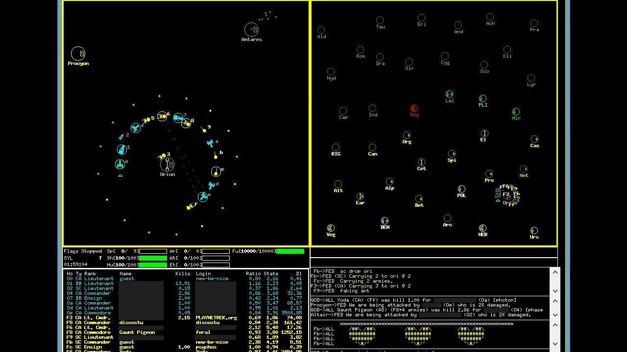 Netrek gameplay - clips from big game 2020-04-30