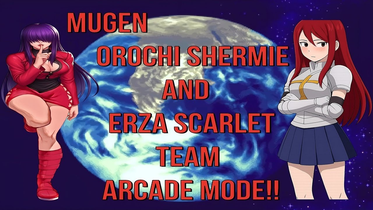 MUGEN Orochi Shermie (Pots) And Erza Scarlet (Pots) Longplay!!