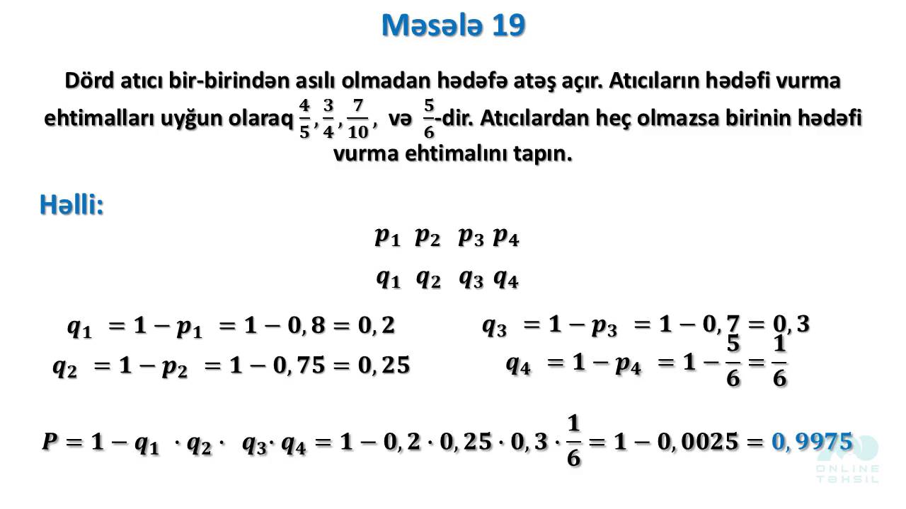564 Ehtimal məsələləri