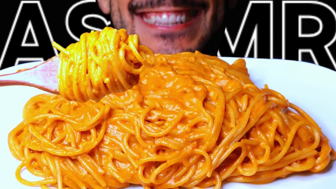 ASMR SPAGHETTI PESTO ROSSO PASTA (EATING SOUNDS) NO TALKING MUKBANG