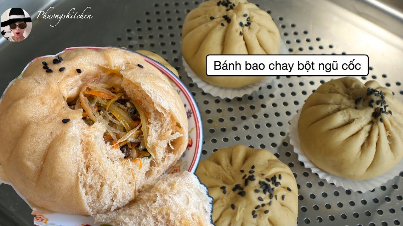Bánh bao bột ngũ cốc dinh dưỡng, bánh bao chay