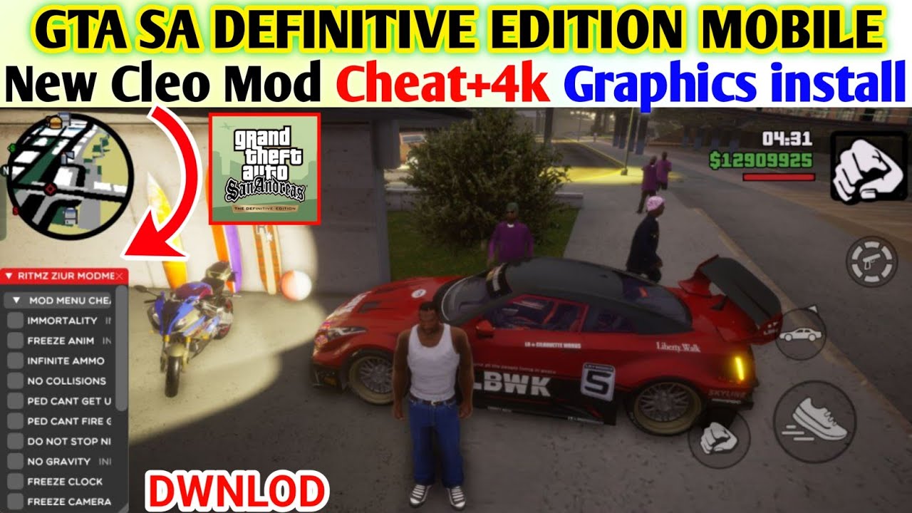How to install GTA San Andreas Definitive Edition in Android 15 NEW CLEO MOD Menu Cheat 4K Graphics