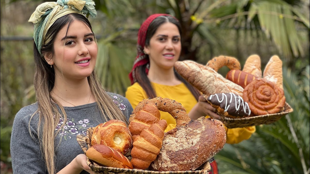 Having a delicious breakfast with a variety of breads!