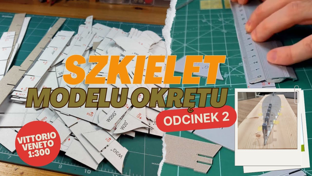 Podstawy budowy szkieletu modelu kartonowego okrętu. Tektura i wręgi Vittorio Veneto z Mały Modelarz