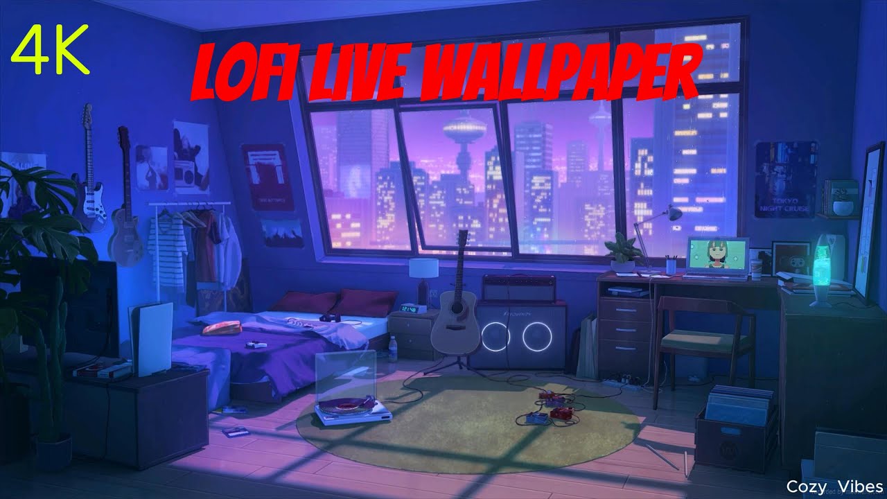Study with me!🎧 - Lofi Chill room 🎶 - Live Wallpaper | Chill LoFi 🎧 background music 4K | 2h