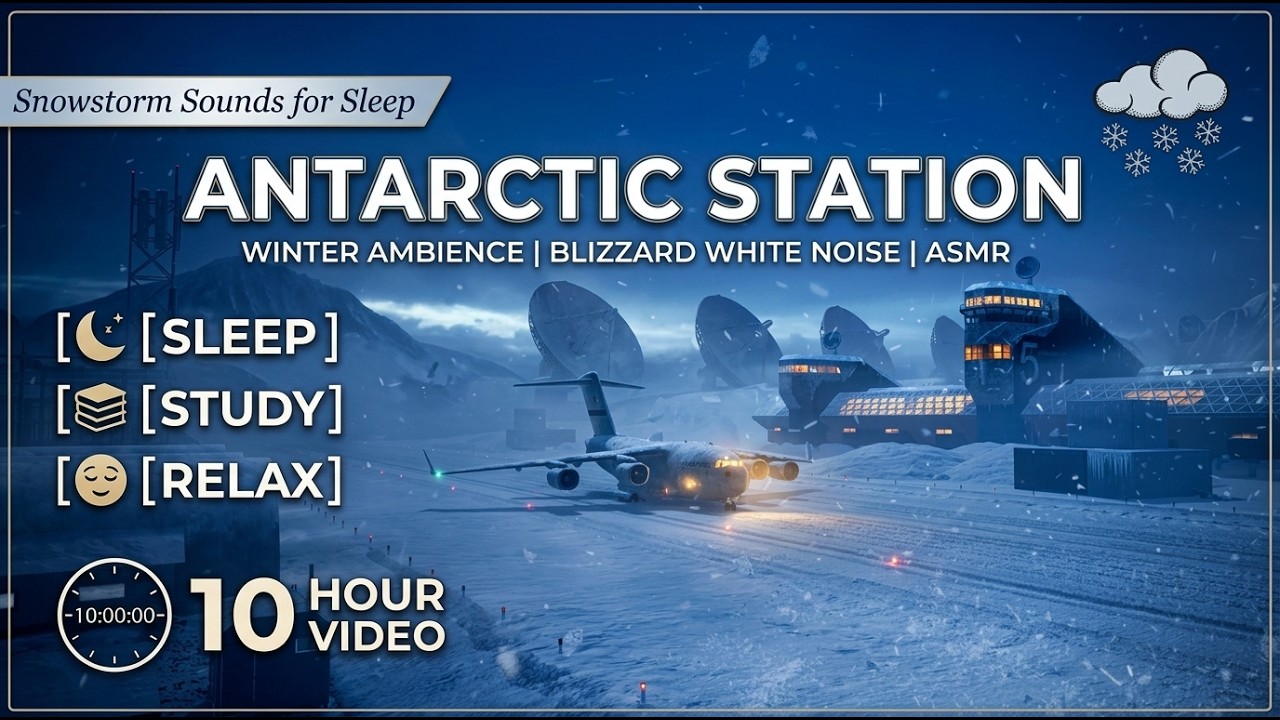 Antarctic Station Snowstorm Sounds for Sleep, Study & Relaxation | Winter Ambience
