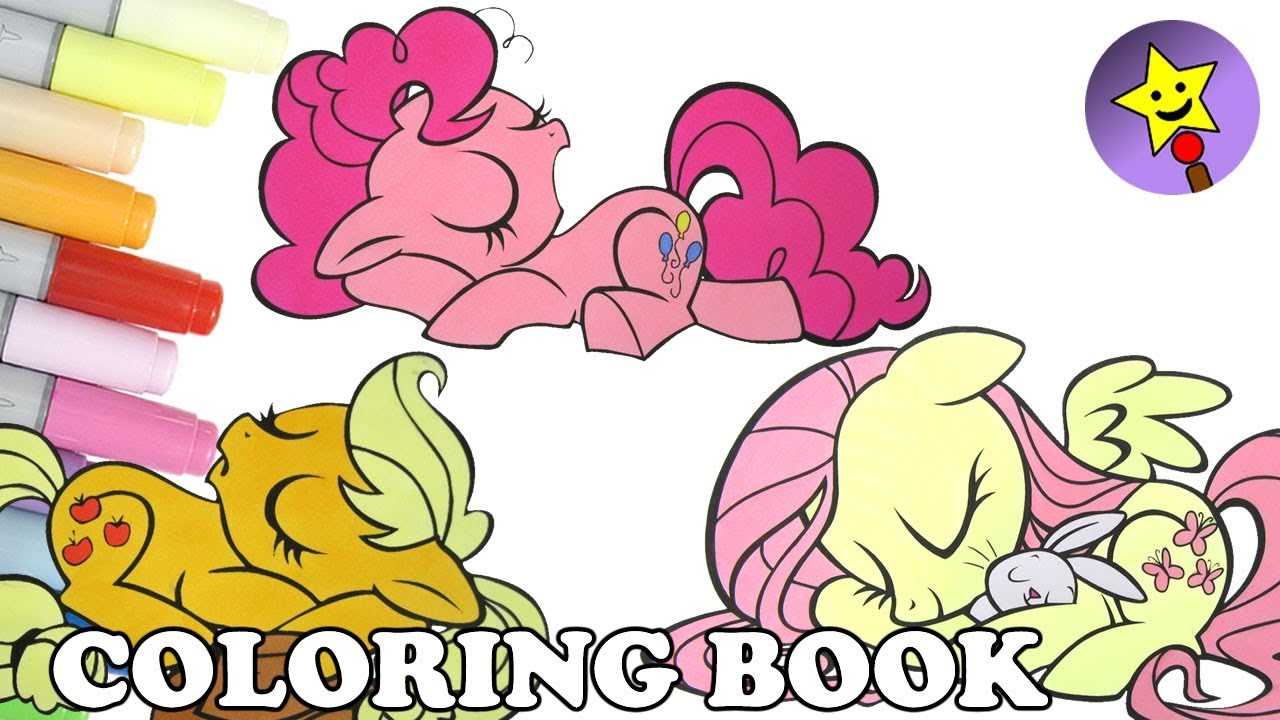 Fluttershy Applejack Pinkie Pie Sleeping My Little Pony MLP Coloring Book Pages Compilation
