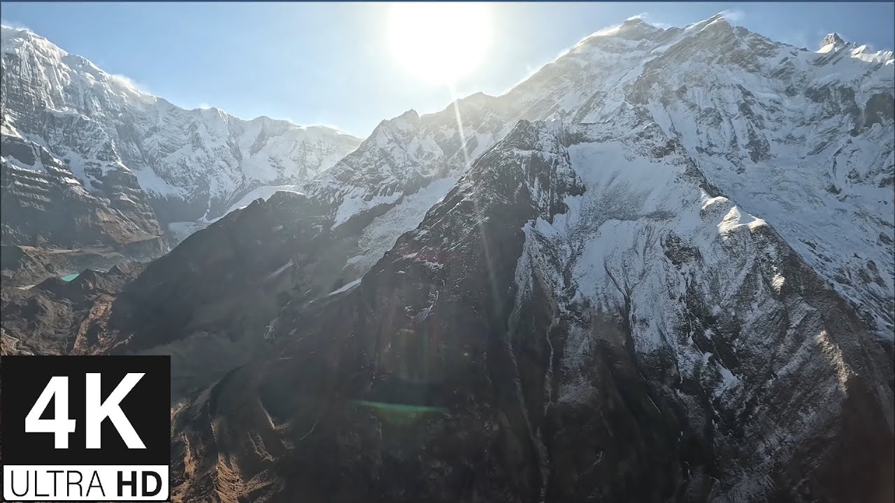 Nepal 4K - ANNAPURNA north face, ultralight flight, wing view, 562951413