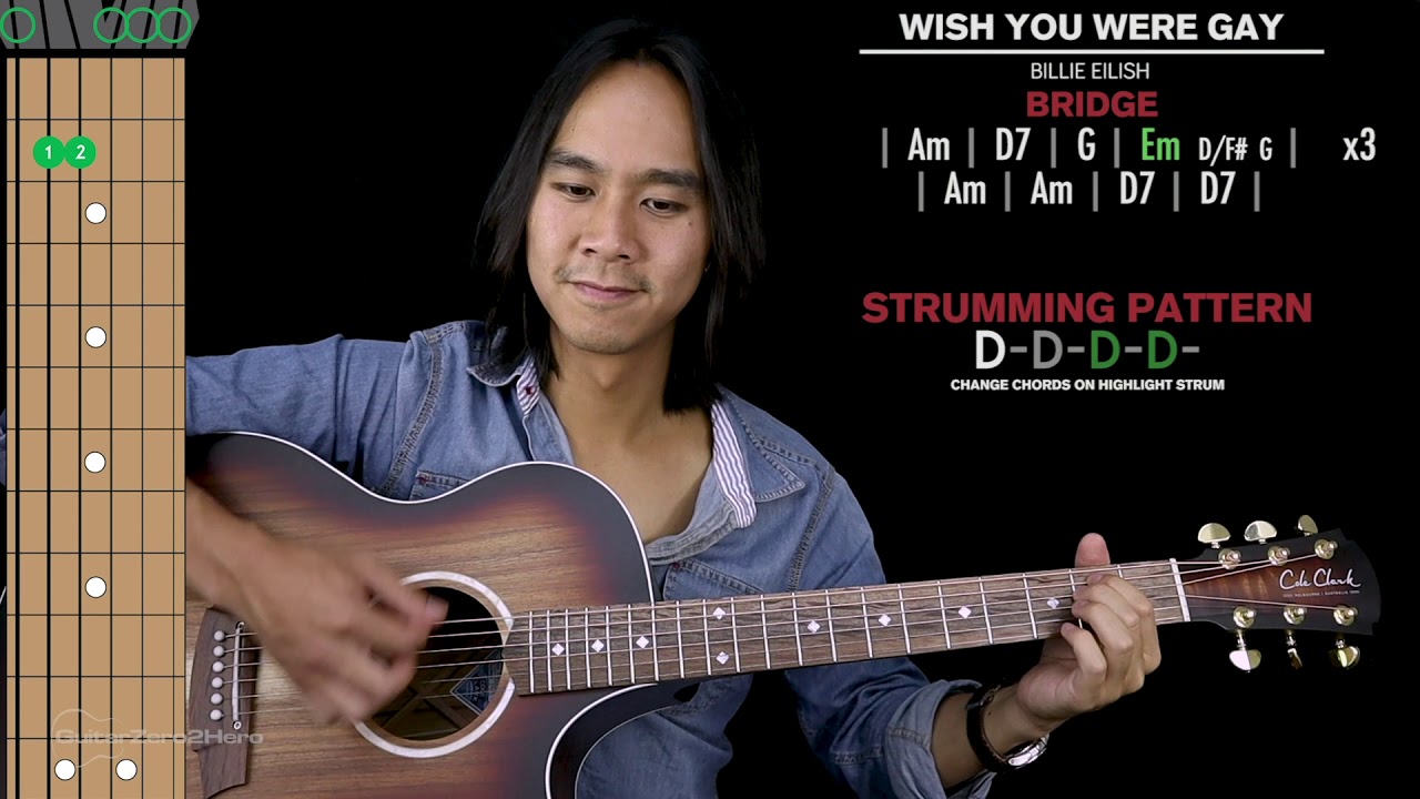 Wish You Were Gay Guitar Cover Acoustic Billie Eilish 🎸 |Tabs + Chords|