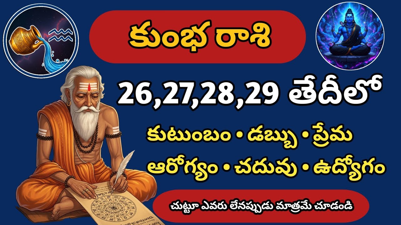 కుంభ రాశి శని దేవుని దైవ సందేశం డిసెంబర్ 26–29 జీవితాన్ని మార్చే శుభ సంకేతాలు | Kumbha rasi 2025