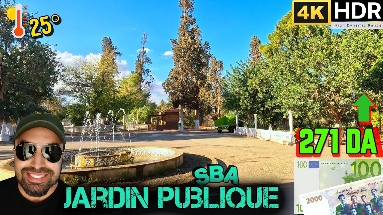 LUMIÈRE D’APRÈS-MIDI AU JARDIN PUBLIC PROMENADE LUMINEUSE AU CŒUR DE BEL ABBÈS 💶 #427 #dz #euro
