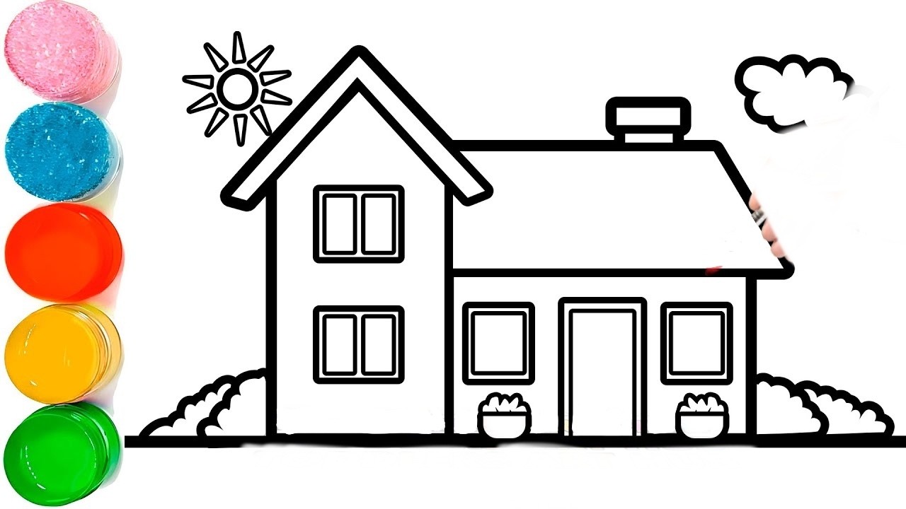 How To Draw Cute House Drawing | Beautiful House Drawing Easy | House Drawing For Childrens | House