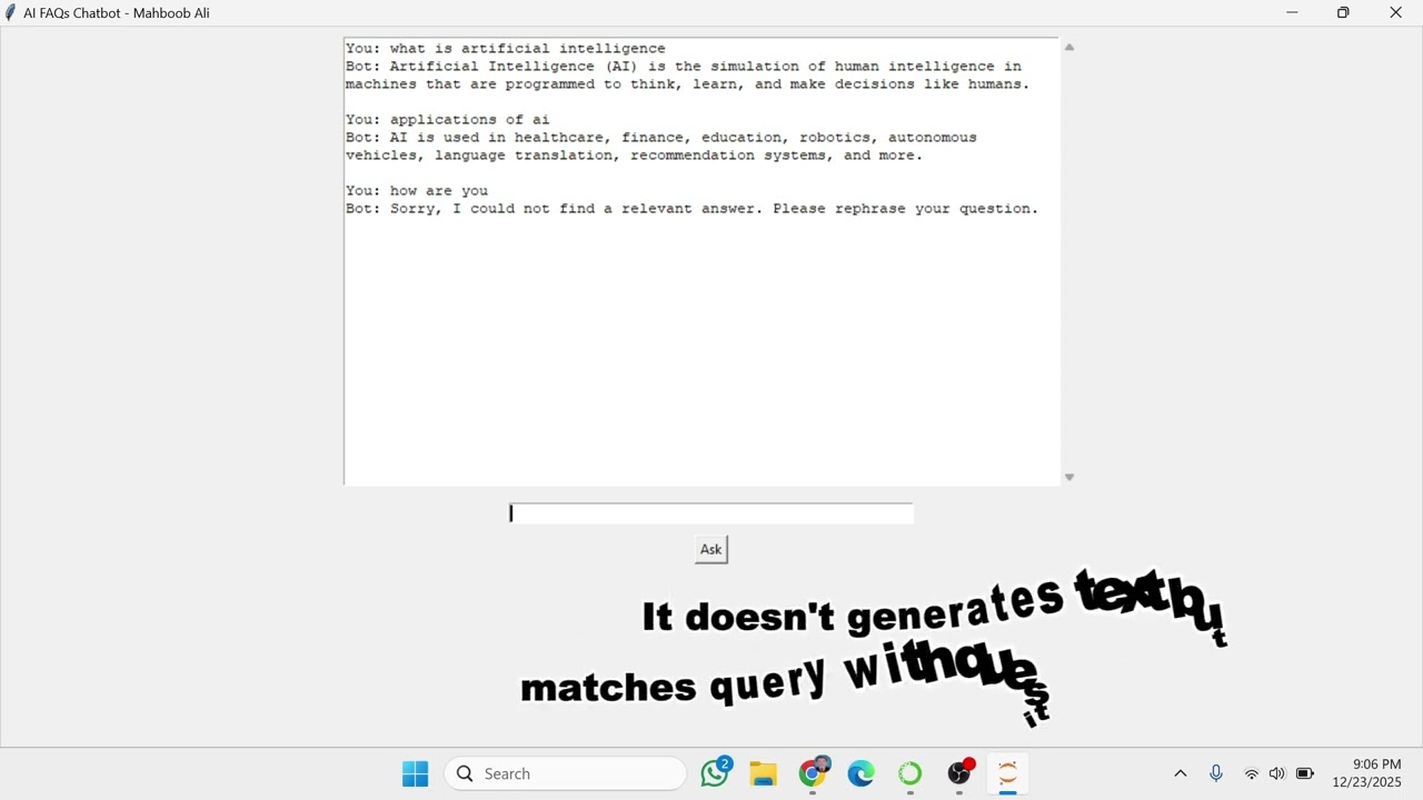 AI FAQ Chatbot in Python | TF-IDF + NLP | Tkinter GUI #python #chatbot #ai