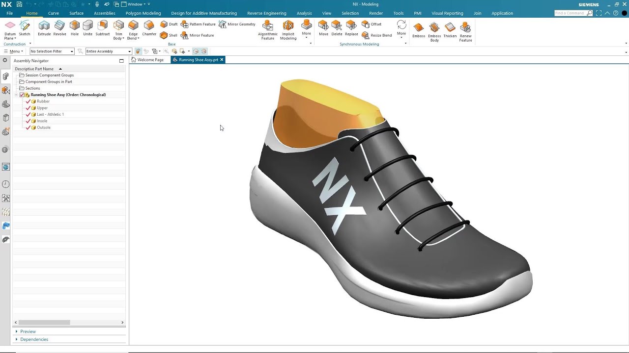NX 1953 Implicit Modelling - Sports Shoe Sole
