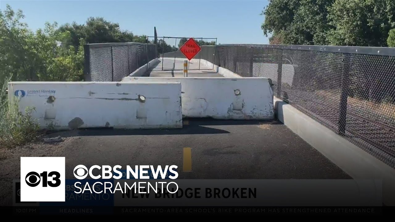New Sacramento trail bridge is broken before being used